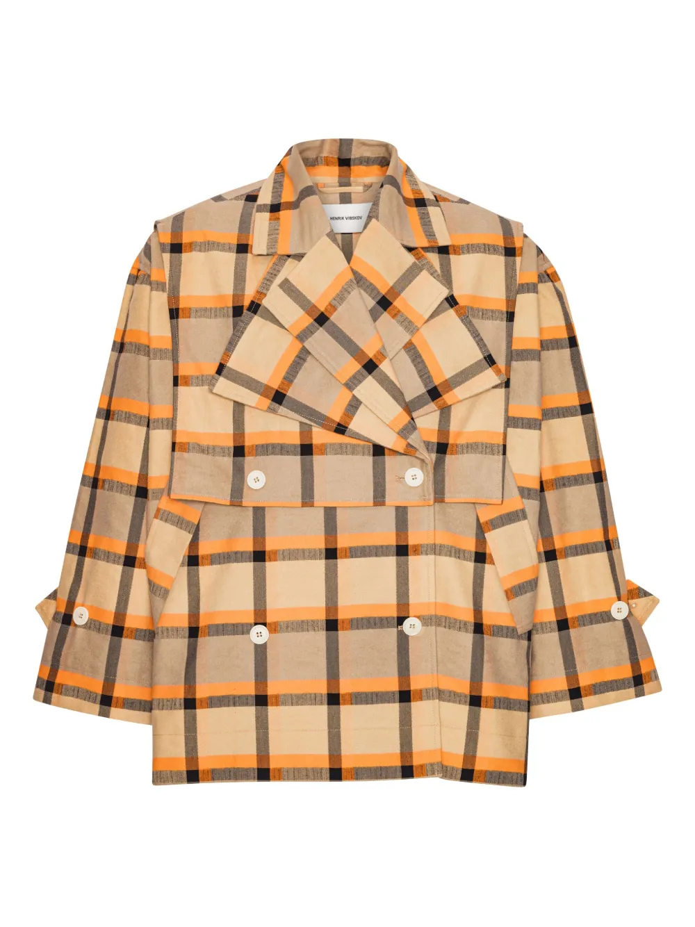checked double-breasted jacket