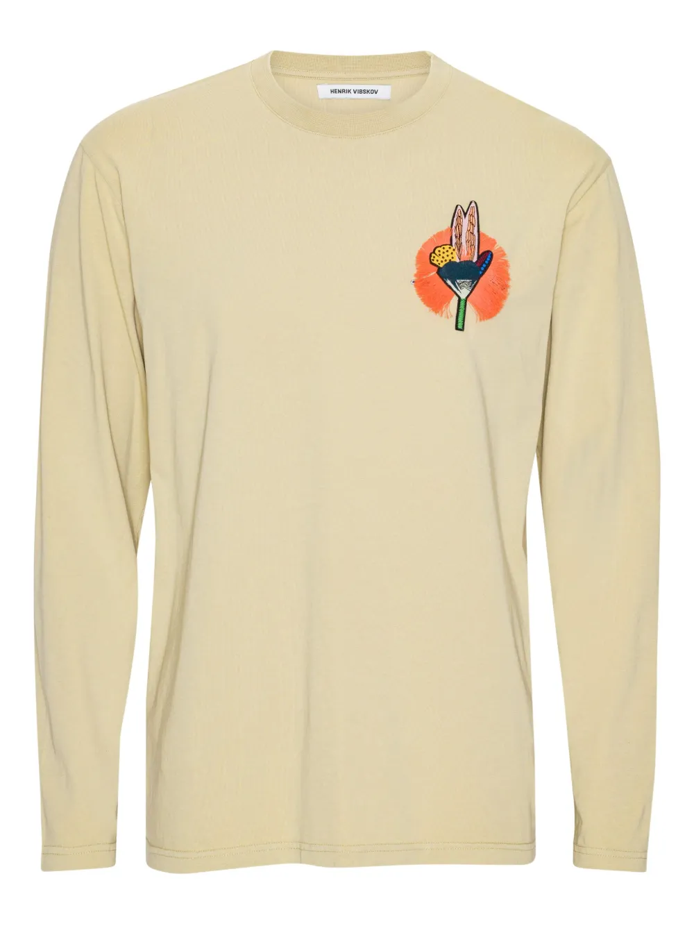 Henrik Vibskov T-shirt met grafische print en lange muweno Beige
