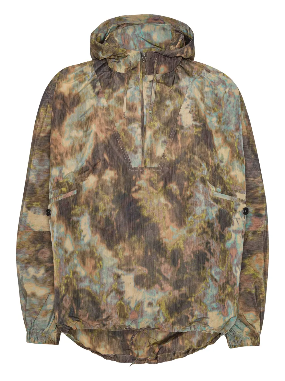camouflage-print half-zip hoodie