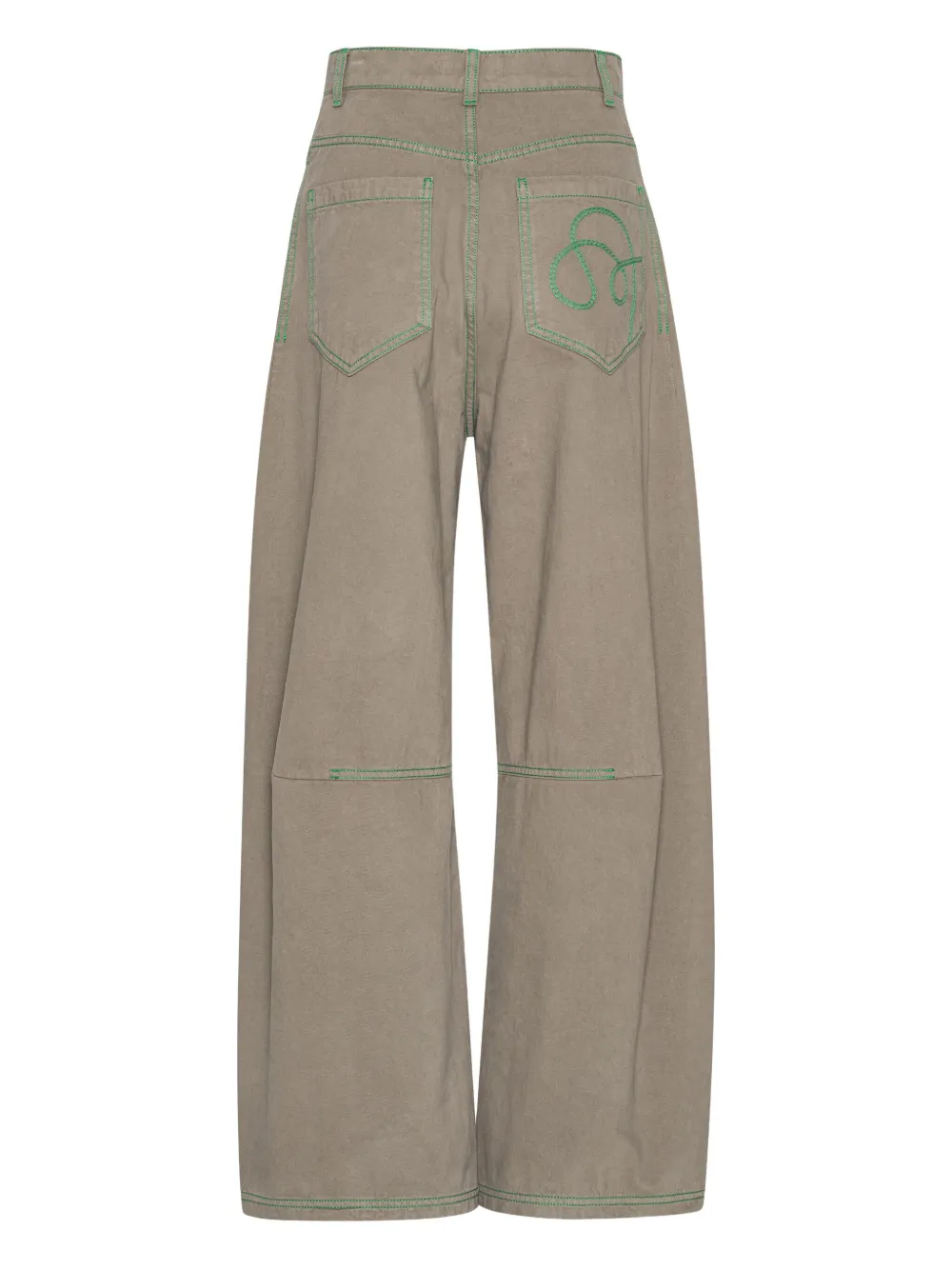 Henrik Vibskov Jeans met groene stiksels en vlakken - Beige