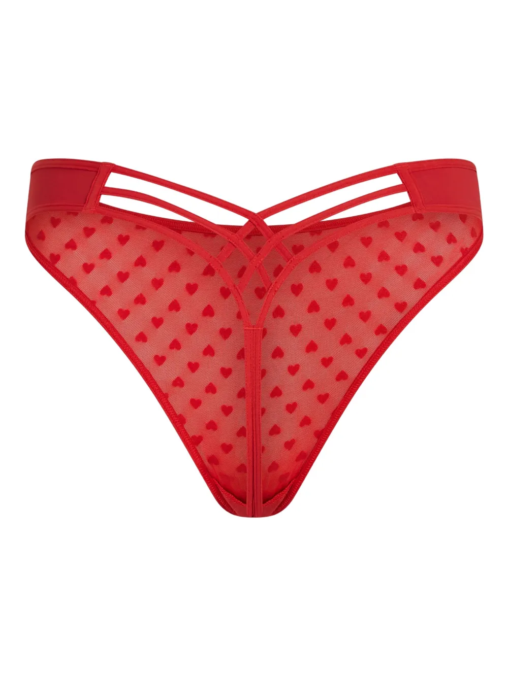Marlies Dekkers String met gekruiste bandjes en hartprint - Rood