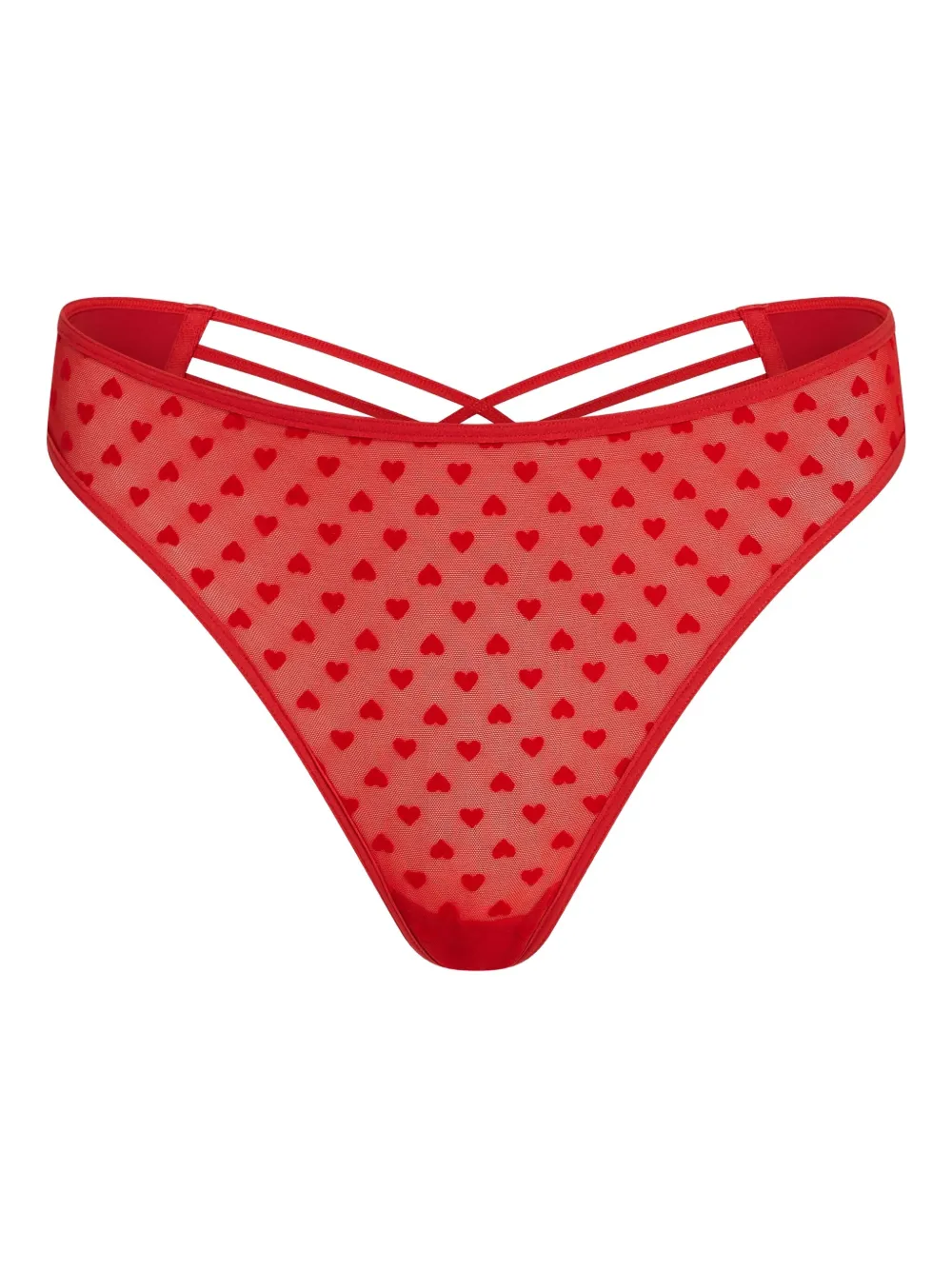 Marlies Dekkers heart-print cross-strap thong | Red | Image 1