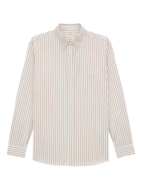 【Yves Saint Laurent】2000s Stripe Shirt Yves Saint Laurent 00s Stripe Pure Cotton Logo Shirt - XL | SYLK
