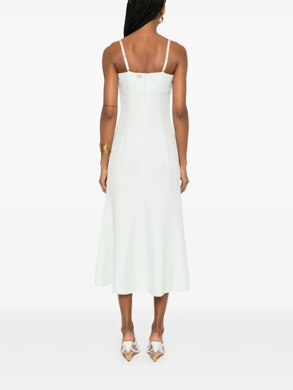 Shop Twinset Twill Midi Dress In Green