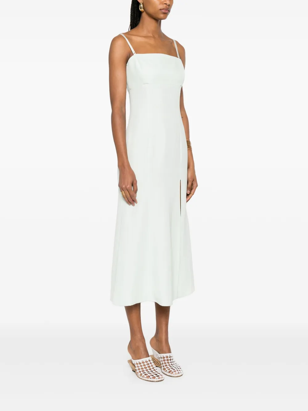Shop Twinset Twill Midi Dress In Green