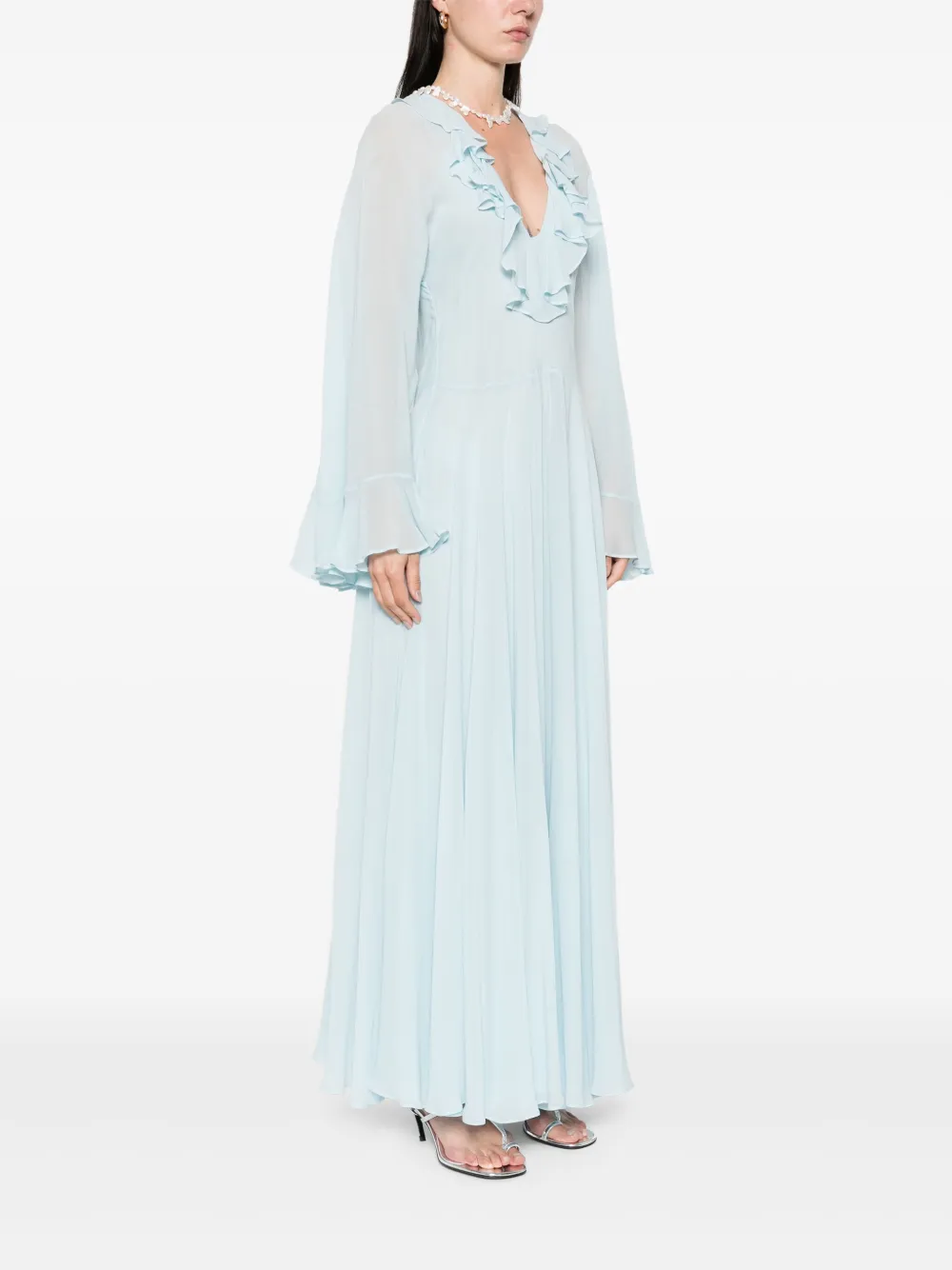 TWINSET Maxi-jurk met ruches detail Blauw