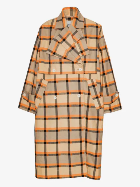 Henrik Vibskov checked double-breasted trench coat