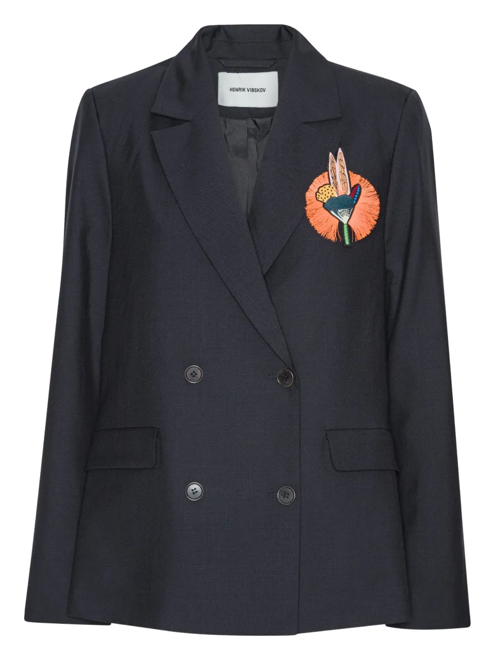 Henrik Vibskov Blazer met dubbele rij knopen en geborduurd detail Blauw