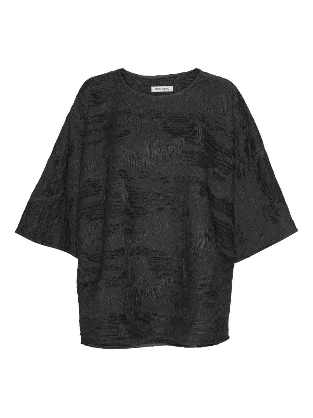 textured three-quarter sleeve T-shirt