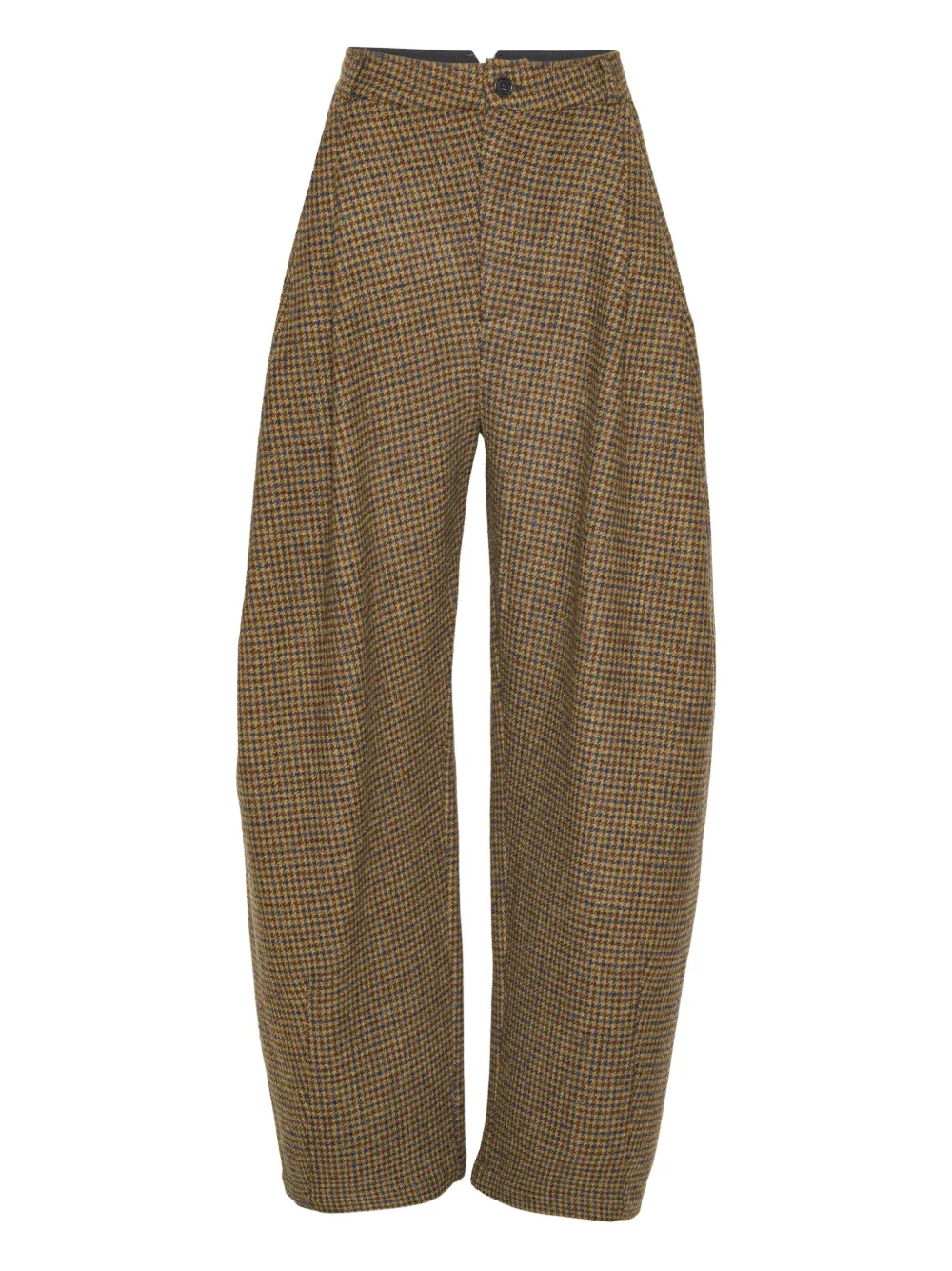 Henrik Vibskov Broek met pied-de-poule print Beige