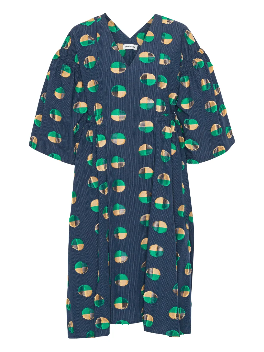 Henrik Vibskov Re-Pump midi-jurk met pofmouwen en cirkelprint Blauw