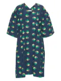 Henrik Vibskov Re-Pump circle-print puff-sleeve midi dress - Blue