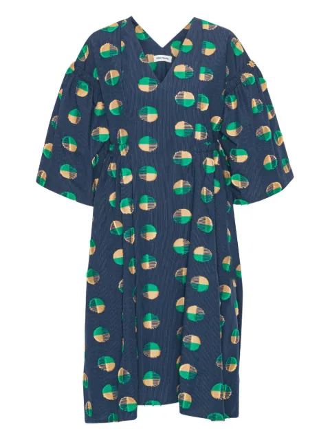 Henrik Vibskov Re-Pump circle-print puff-sleeve midi dress