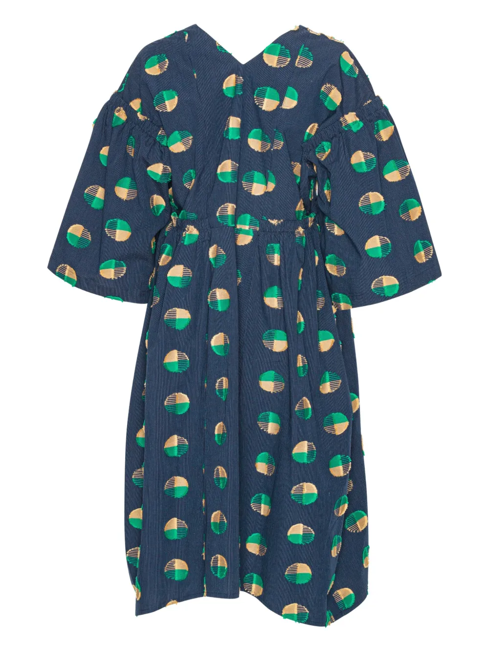 Henrik Vibskov Re-Pump midi-jurk met pofmouwen en cirkelprint Blauw