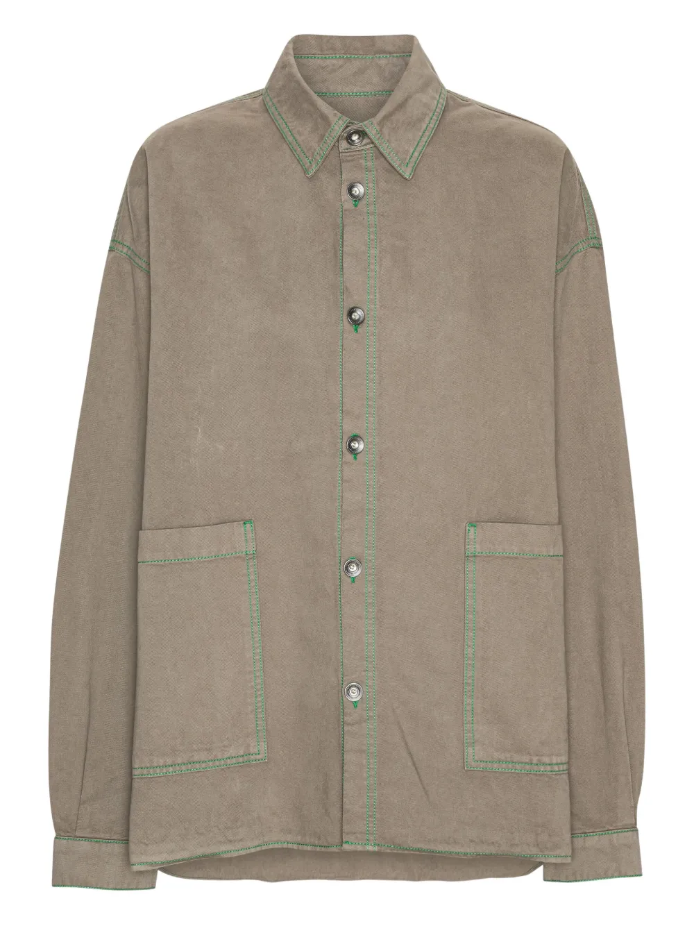 double-pocket contrast-stitching shirt