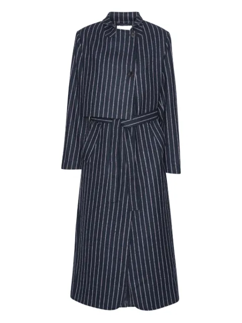 Henrik Vibskov pinstripe belted single breasted coat