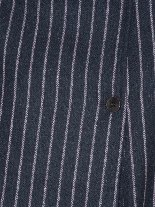 Henrik Vibskov Pinstripe Belted Single Breasted Coat | Blue | FARFETCH