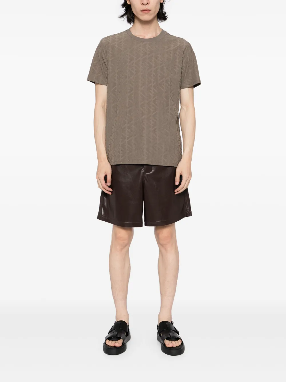Emporio Armani Getextureerd T-shirt Bruin
