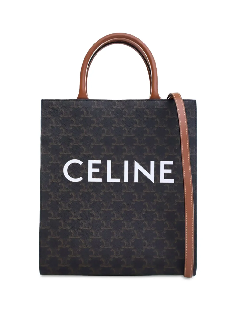Céline Pre-Owned 2020 スモール トリオンフ コーテッドキャンバス バーティカル カバ サッチェルバッグ - ブラウン Céline Pre-Owned 2020 スモール トリオンフ コーテッドキャンバス バーティカル カバ サッチェルバッグ - ブラウン
