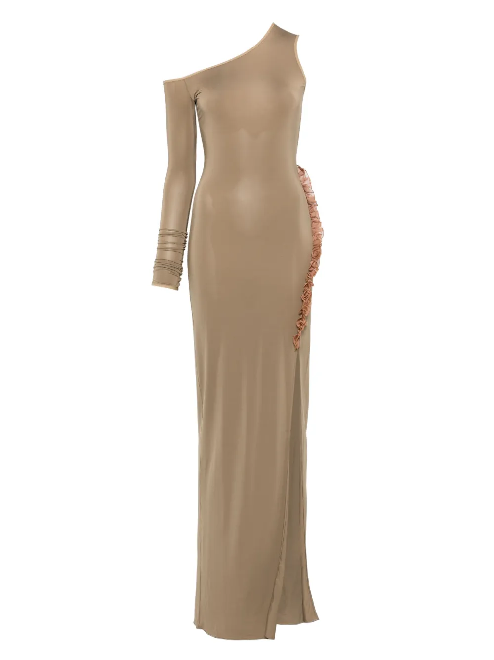 Nensi Dojaka Frill-detail Asymmetric Maxi Dress