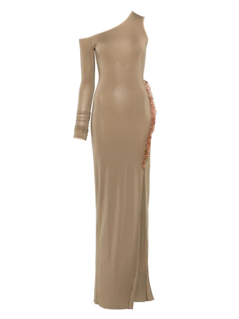 Nensi Dojaka frill-detail asymmetric maxi dress