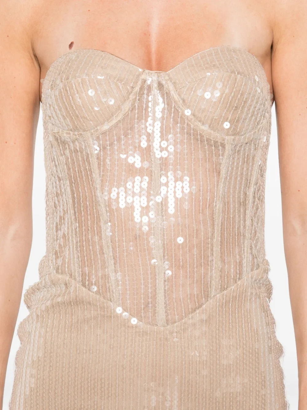 The New Arrivals Ilkyaz Ozel Tara jurk Beige
