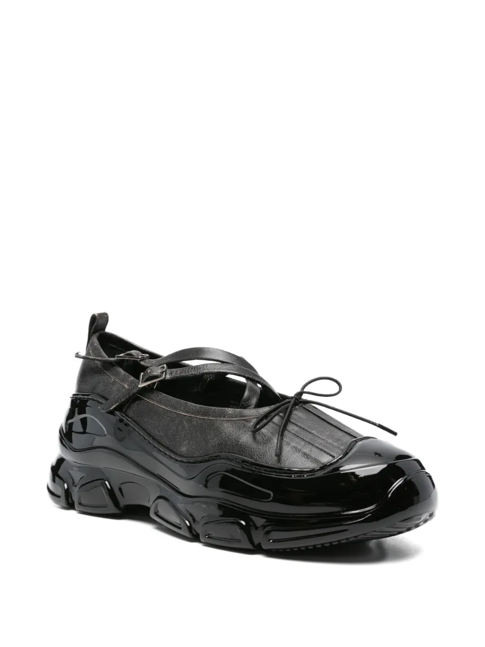 Simone Rocha cross-strap patent-toe sneakerinas Black