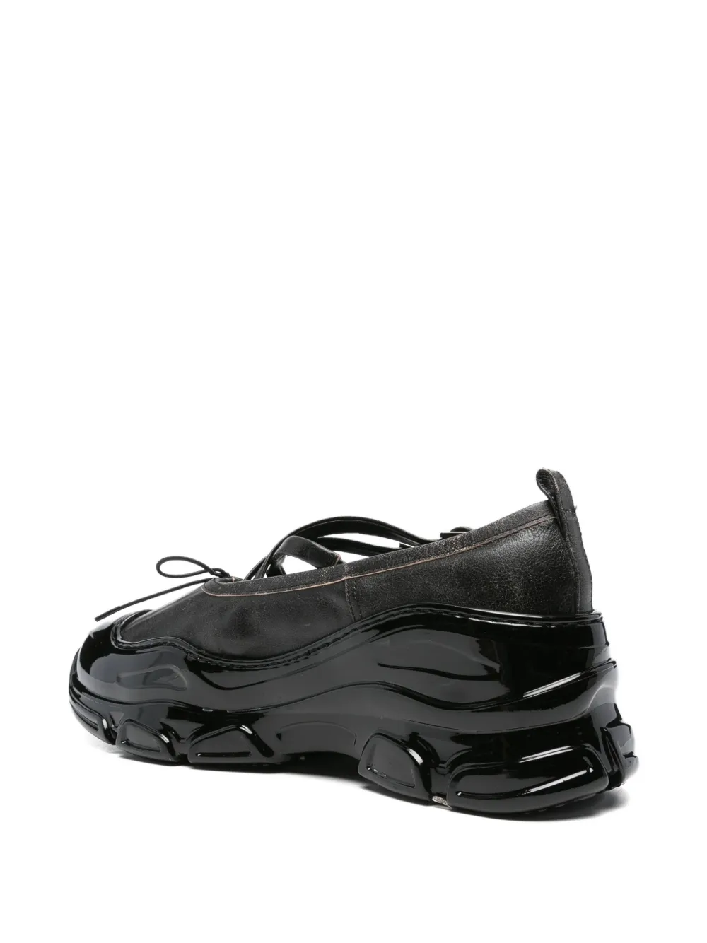 Simone Rocha cross-strap patent-toe sneakerinas Black