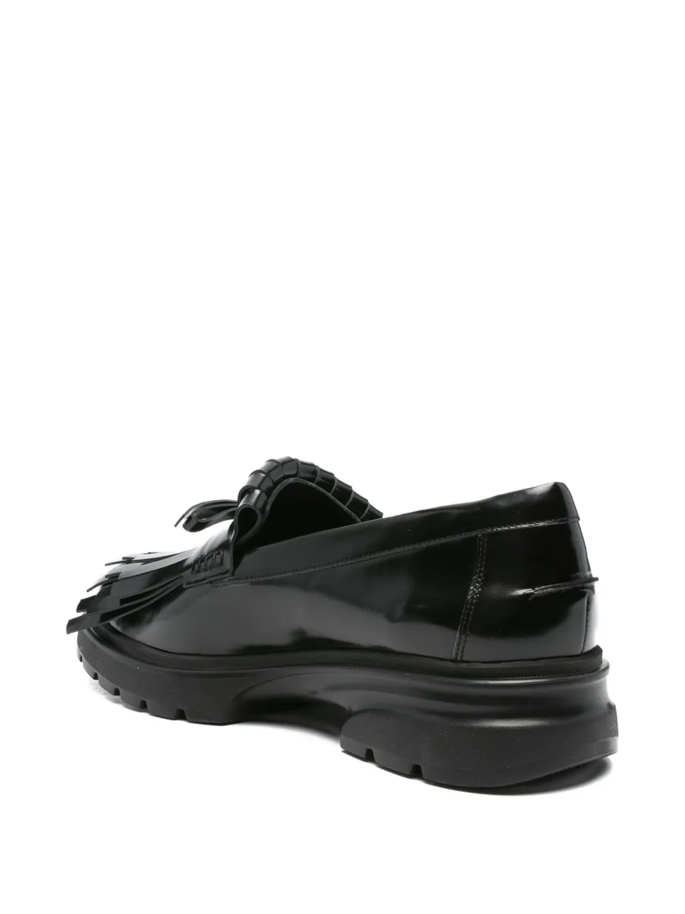 Simone Rocha Low Tracker Fringe Leather Loafers In Black