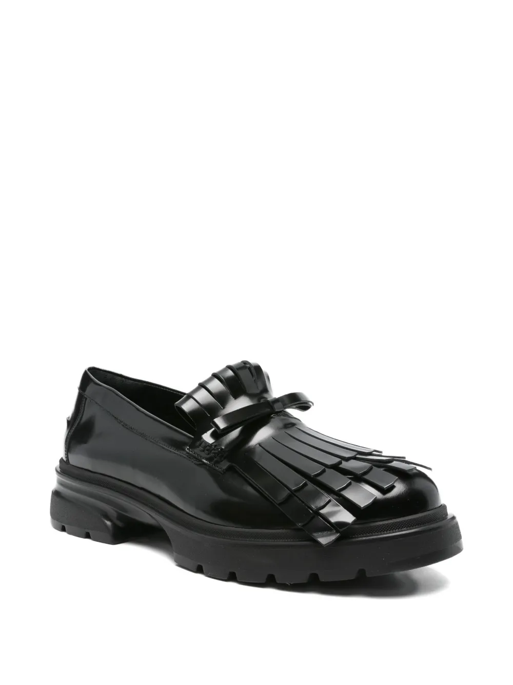 Simone Rocha Low Tracker Fringe Leather Loafers In Black
