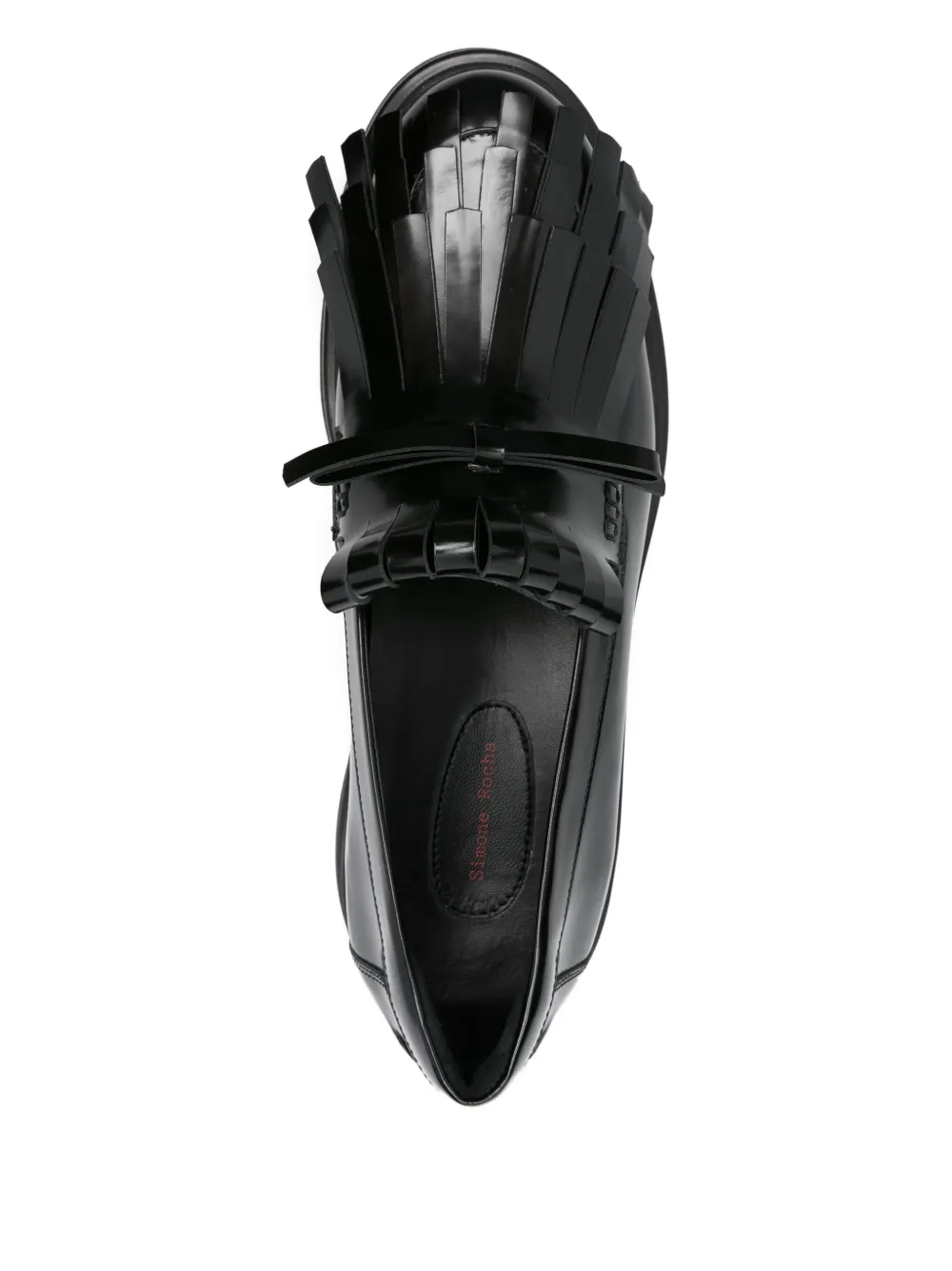 Simone Rocha Low Tracker Fringe Leather Loafers In Black