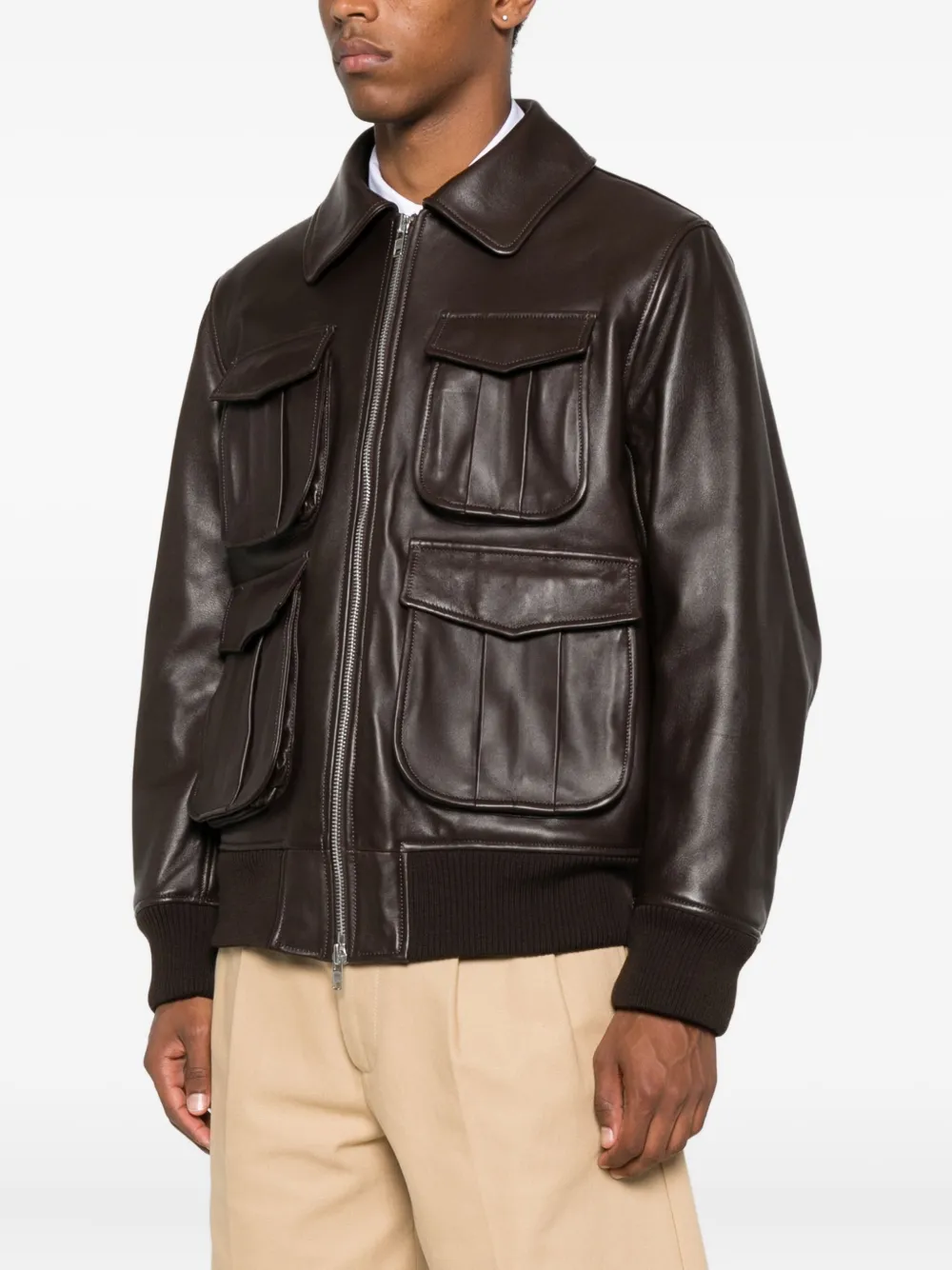 Simone Rocha multiple-pocket lambskin leather jacket Bruin