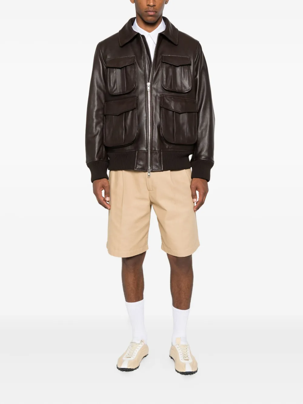 Simone Rocha multiple-pocket lambskin leather jacket Bruin
