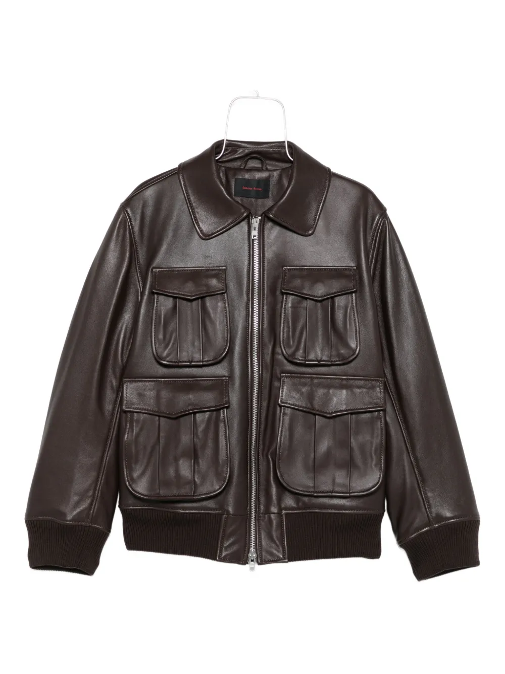 Simone Rocha multiple-pocket lambskin leather jacket - Marrone