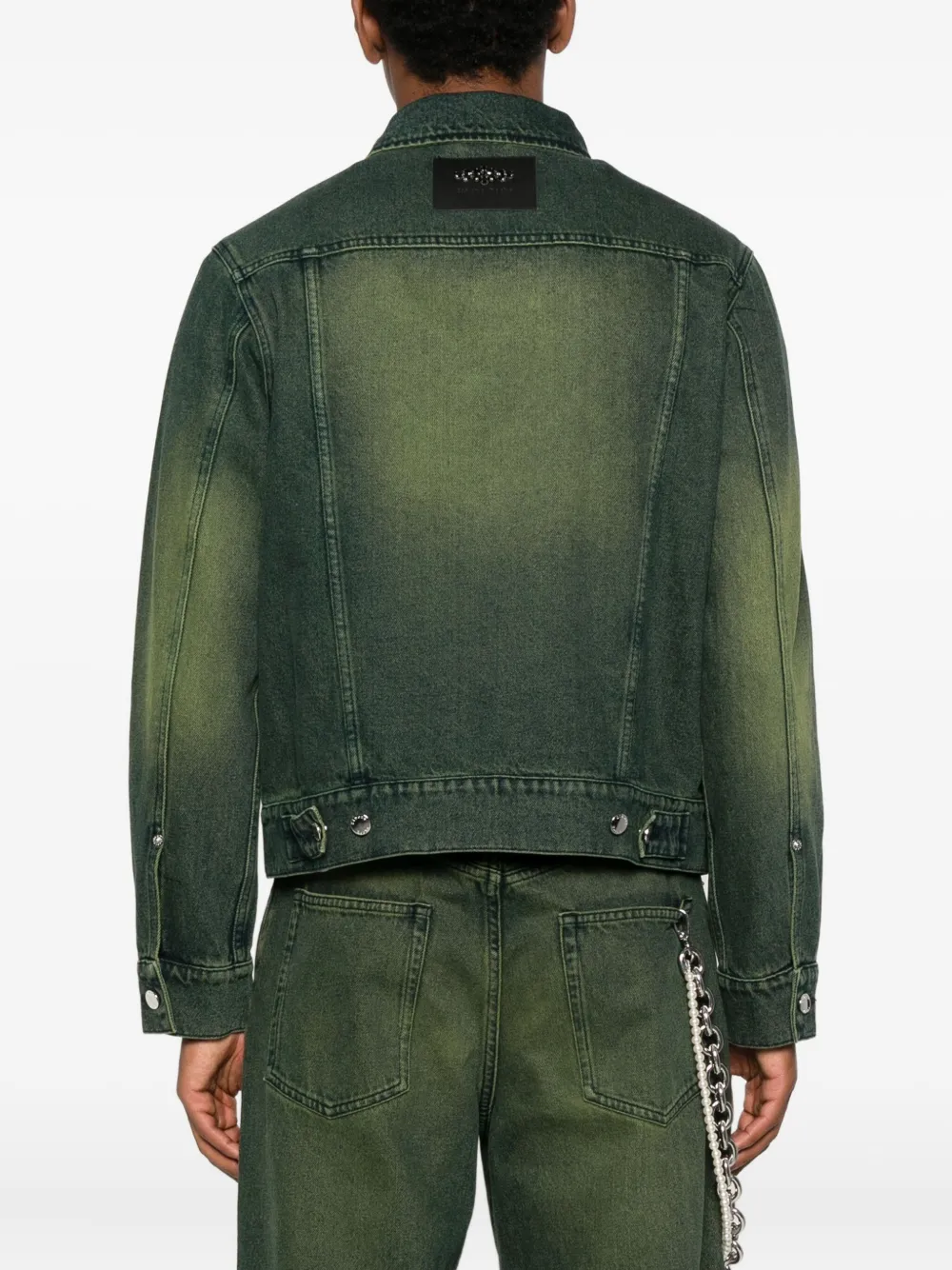 Simone Rocha Embellished-collar Denim Jacket In Green