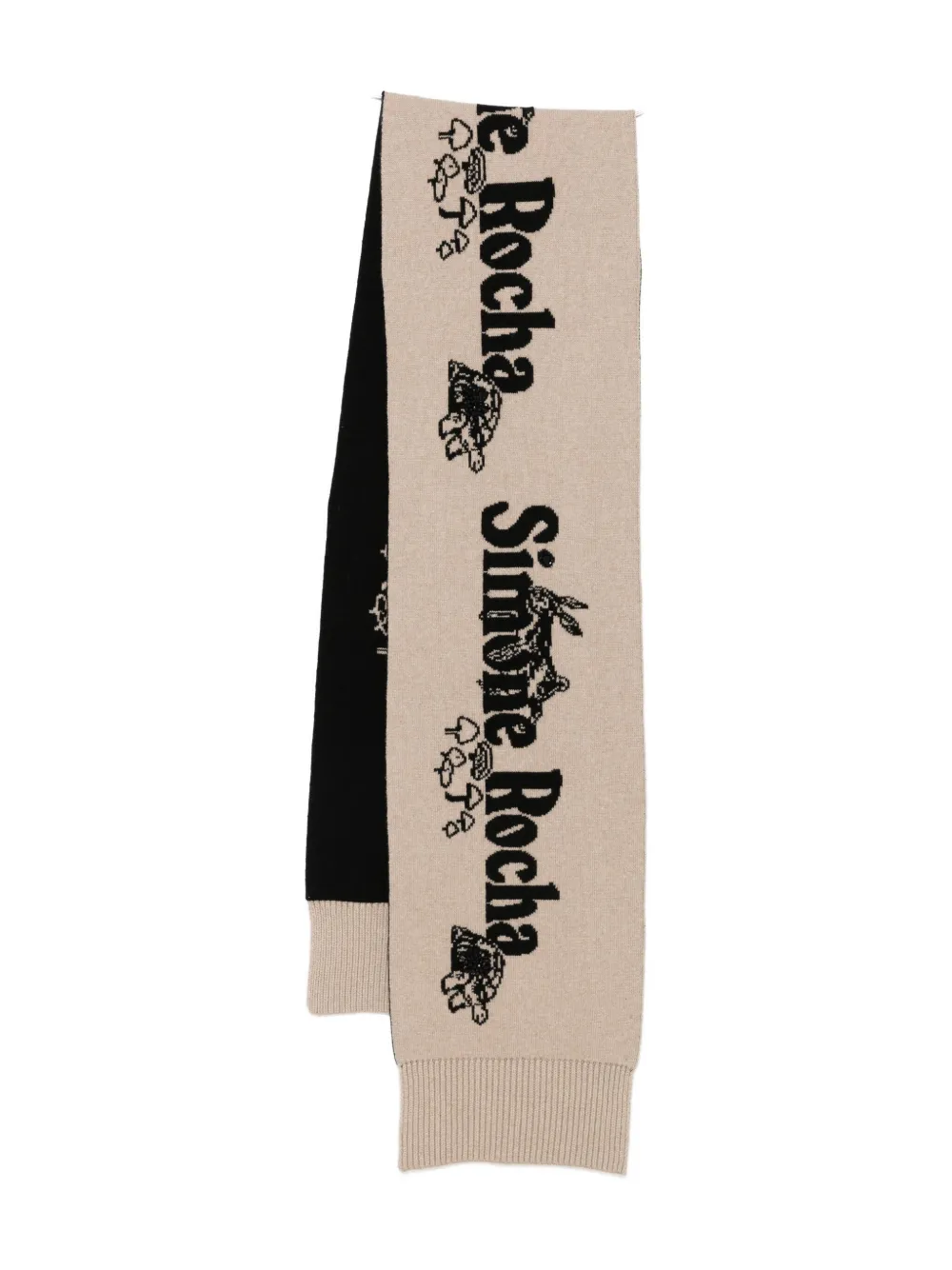 Simone Rocha graphic-print knitted scarf Beige