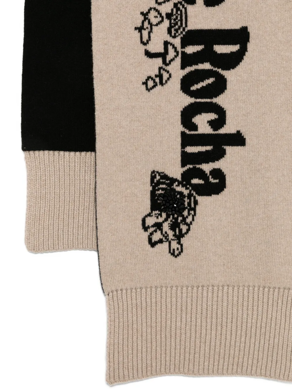 Simone Rocha graphic-print knitted scarf - Beige