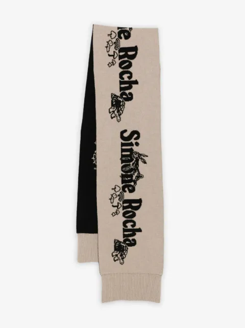 Simone Rocha graphic-print knitted scarf