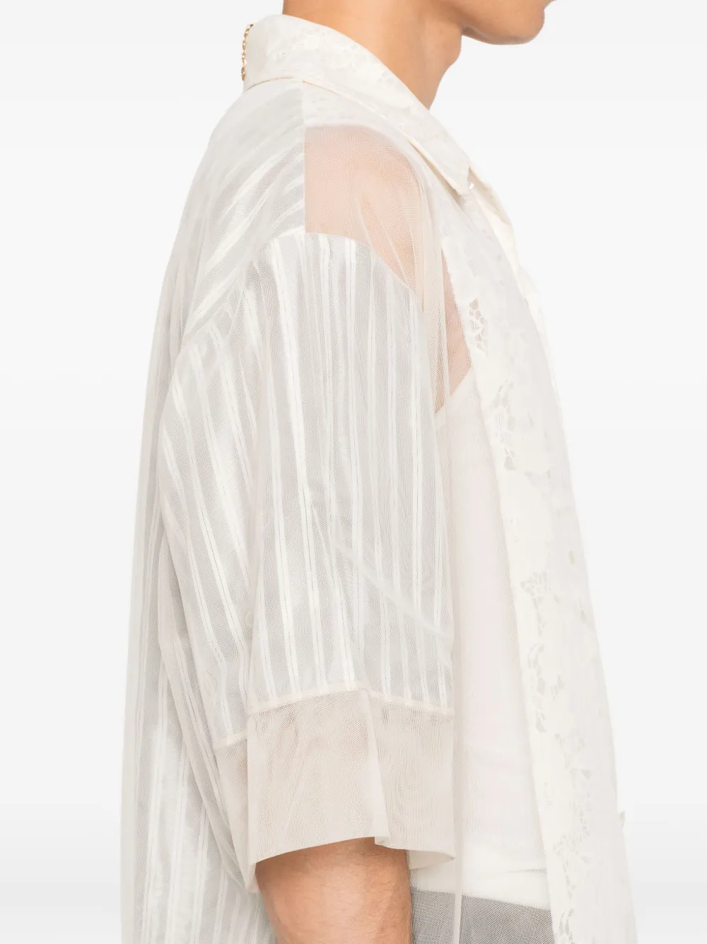 Simone Rocha Gestreept overhemd met kanten vlak Beige