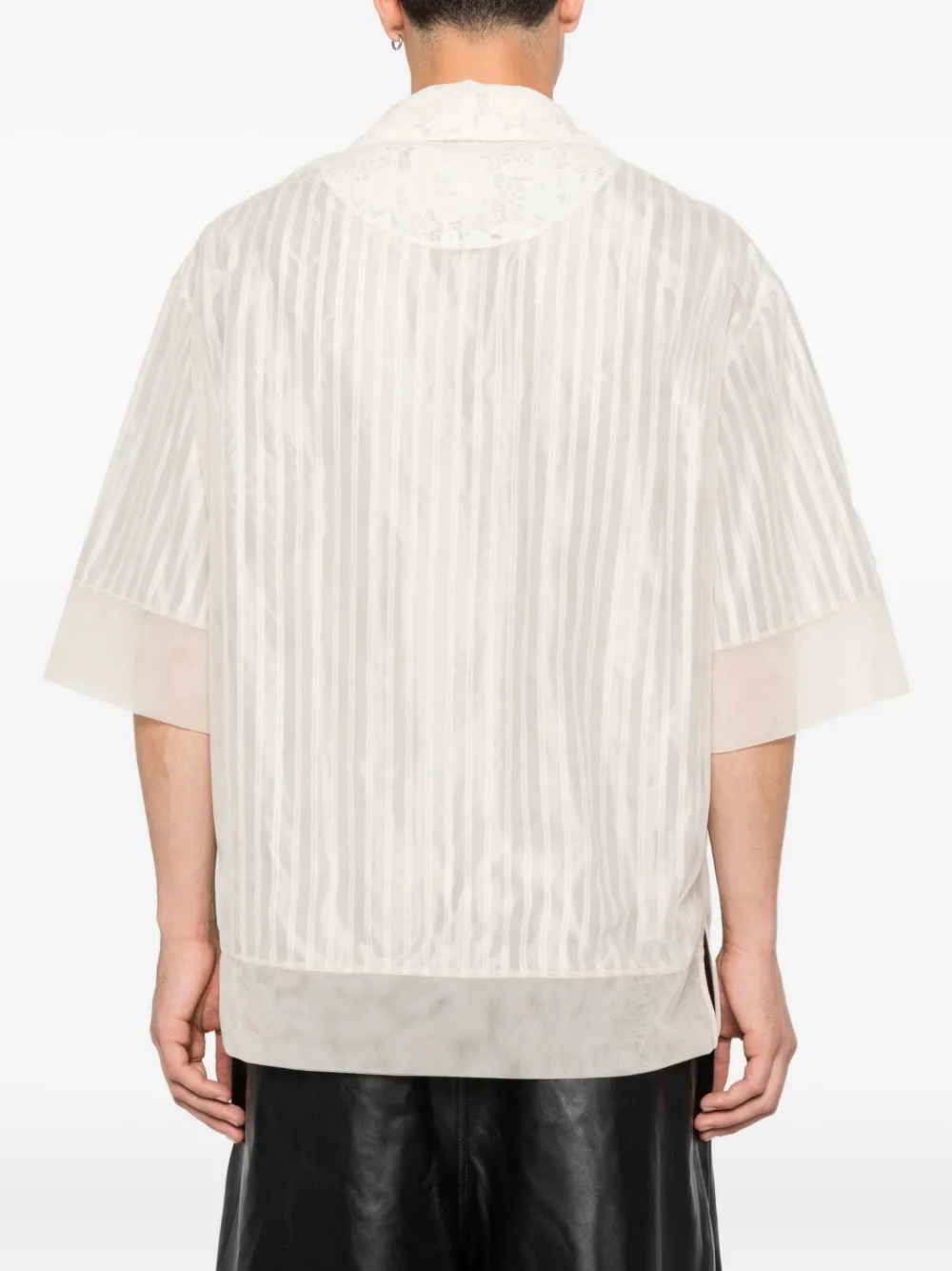 Simone Rocha Gestreept overhemd met kanten vlak Beige