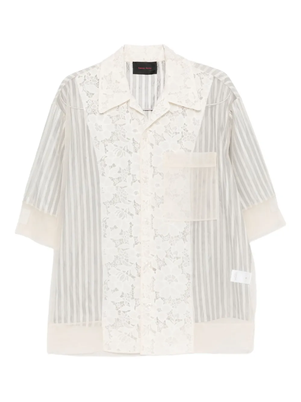 Simone Rocha Gestreept overhemd met kanten vlak Beige