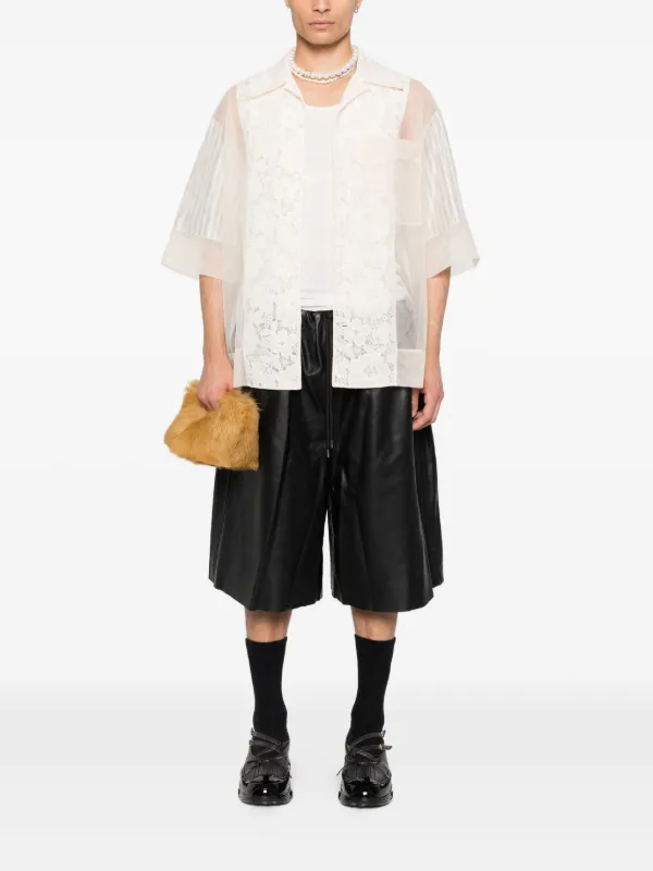 Simone Rocha レースパネル ストライプ シャツ | ニュートラル
