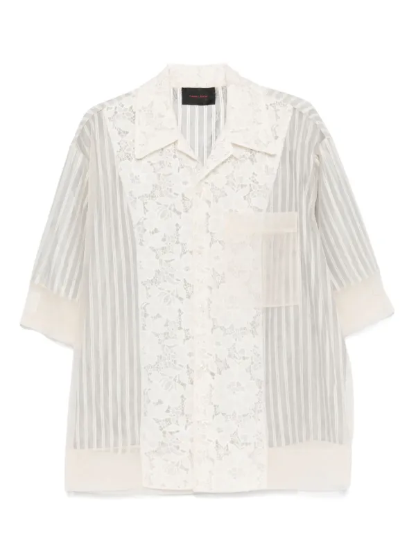 〓Simone Rocha〓 WHITE襟ビーズ装飾 パネル シャツ ワンピース 【公式