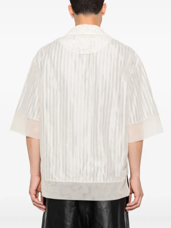 Simone Rocha レースパネル ストライプ シャツ | ニュートラル