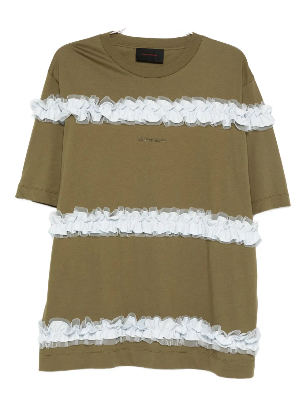 Simone Rocha ruffle-detail T-shirt Groen