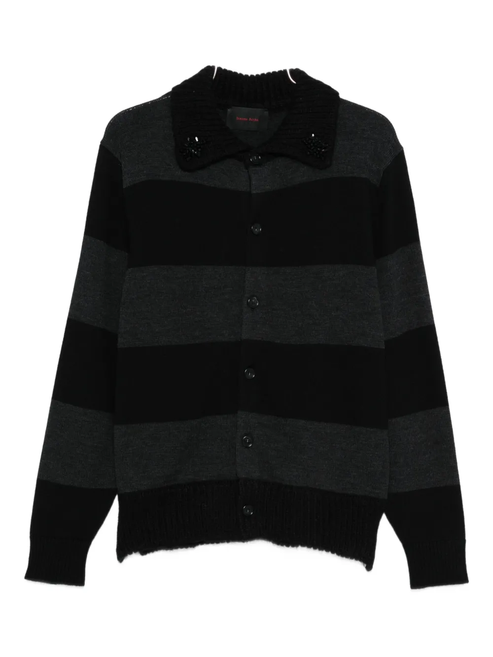 Simone Rocha Embellished Striped Cardigan In Gray