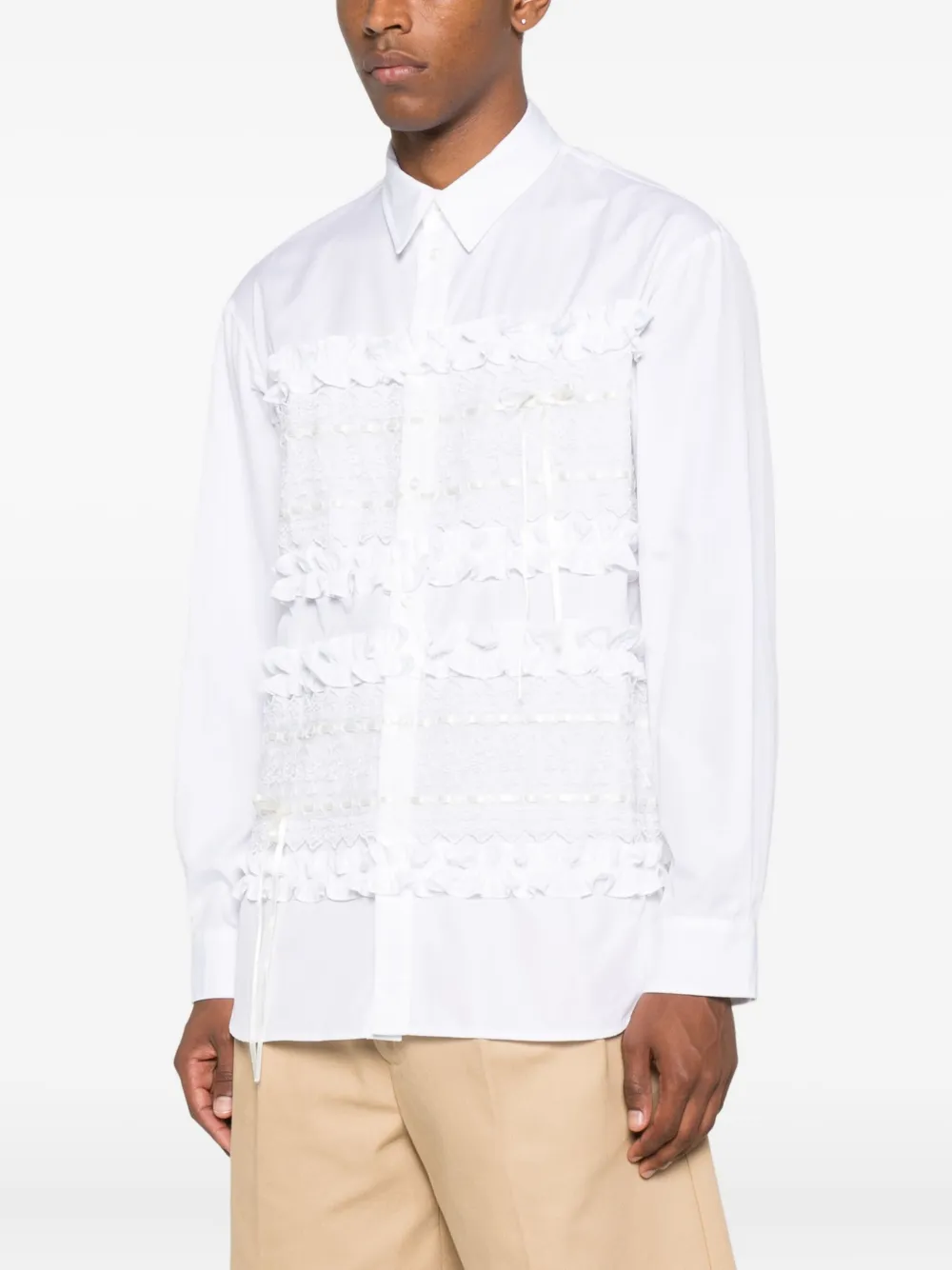 Simone Rocha ruffled poplin shirt Wit