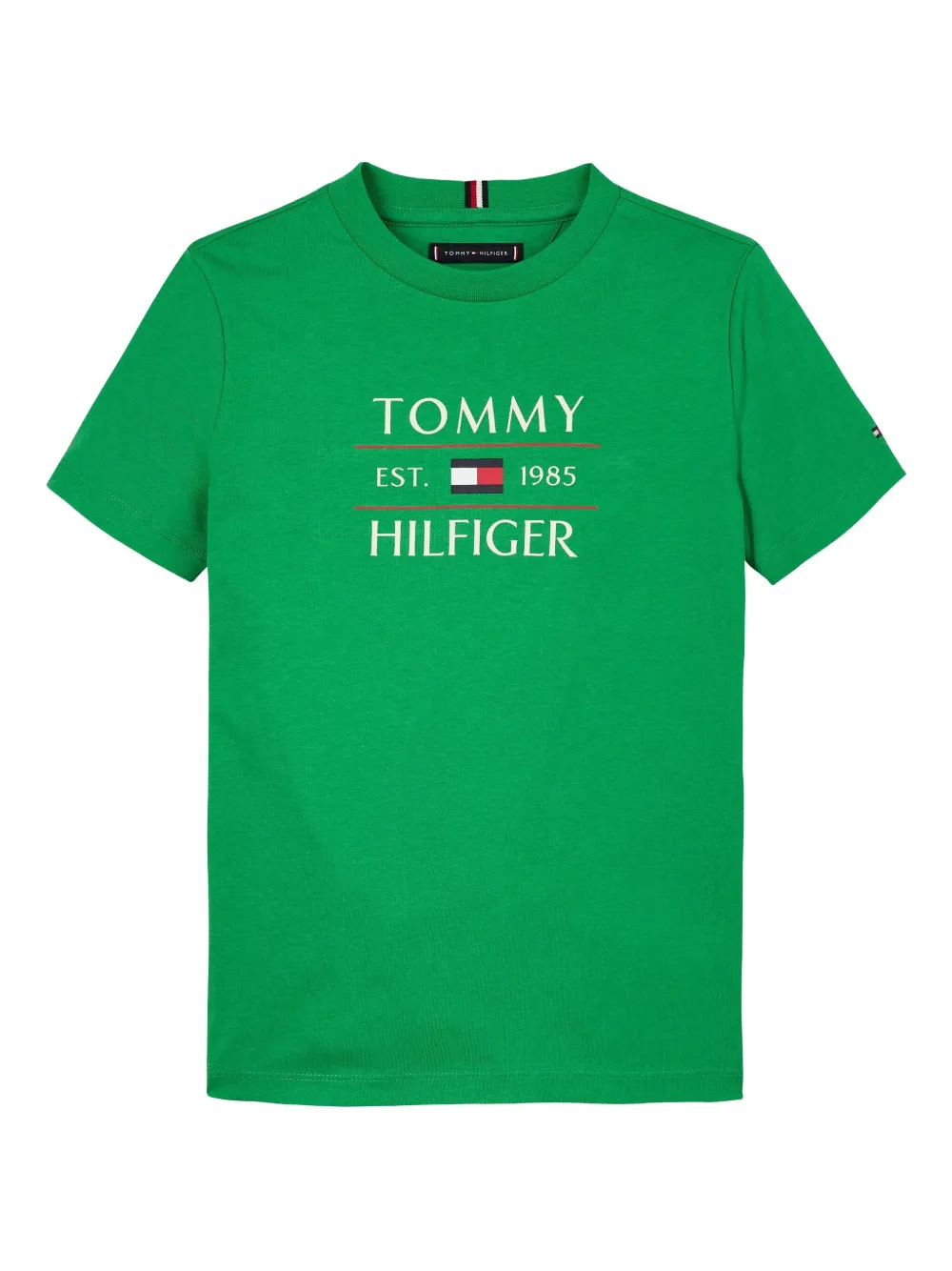 Tommy Hilfiger Junior T-shirt met logoprint en ronde hals Groen