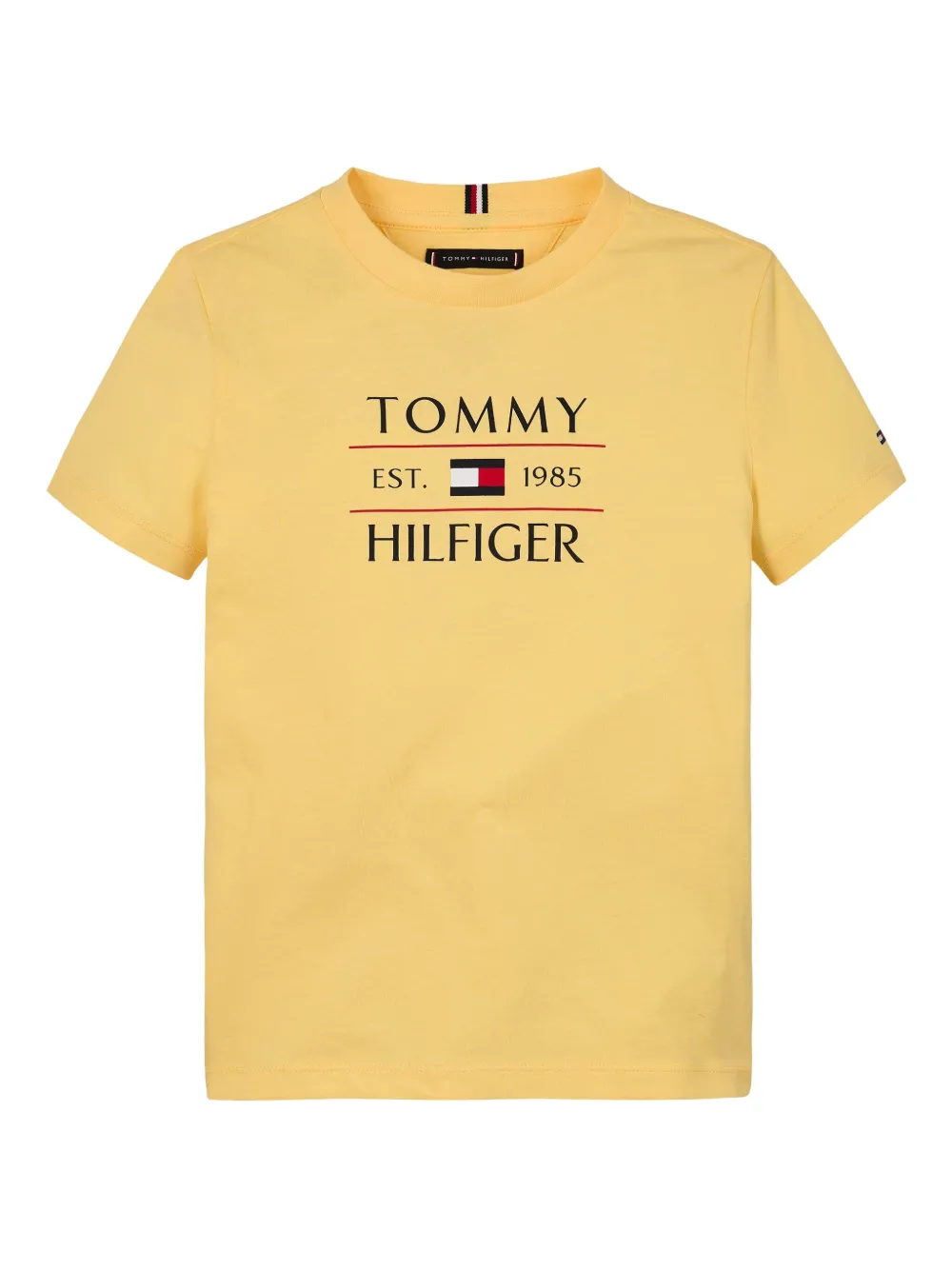 Tommy Hilfiger Junior logo-print crew-neck T-shirt - イエロー Tommy Hilfiger Junior logo-print crew-neck T-shirt - イエロー