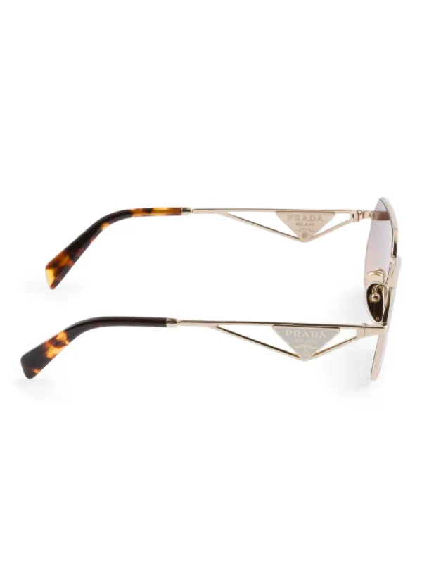 Prada Eyewear triangle-logo Sunglasses | Gold | FARFETCH